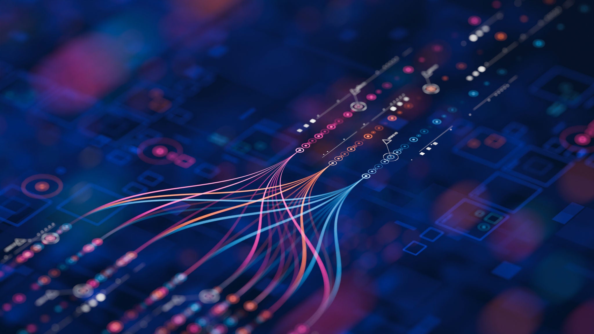 Big data technology Data science analysing artificial intelligence generative AI deep learning machine learning algorithm Neural flow network analytics innovation abstract futuristic. 3d rendering.
