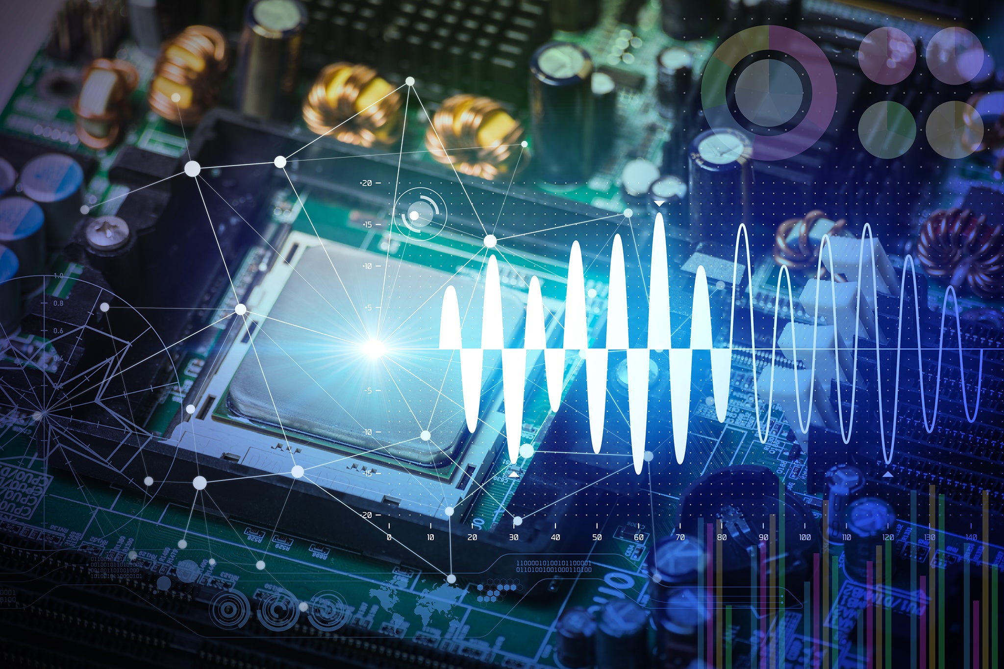 Electronic circuit board and digital information technology concept.