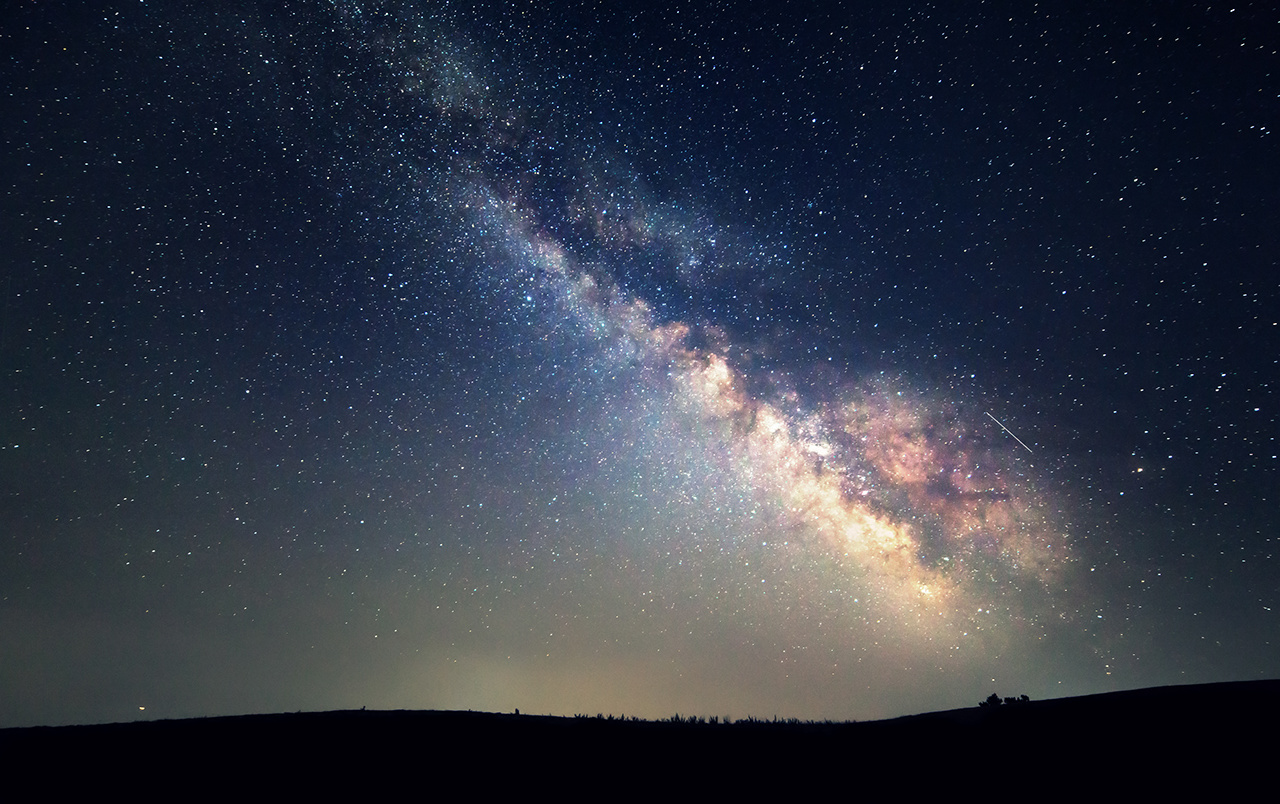 Milky Way. Beautiful summer night sky with stars. Background.
