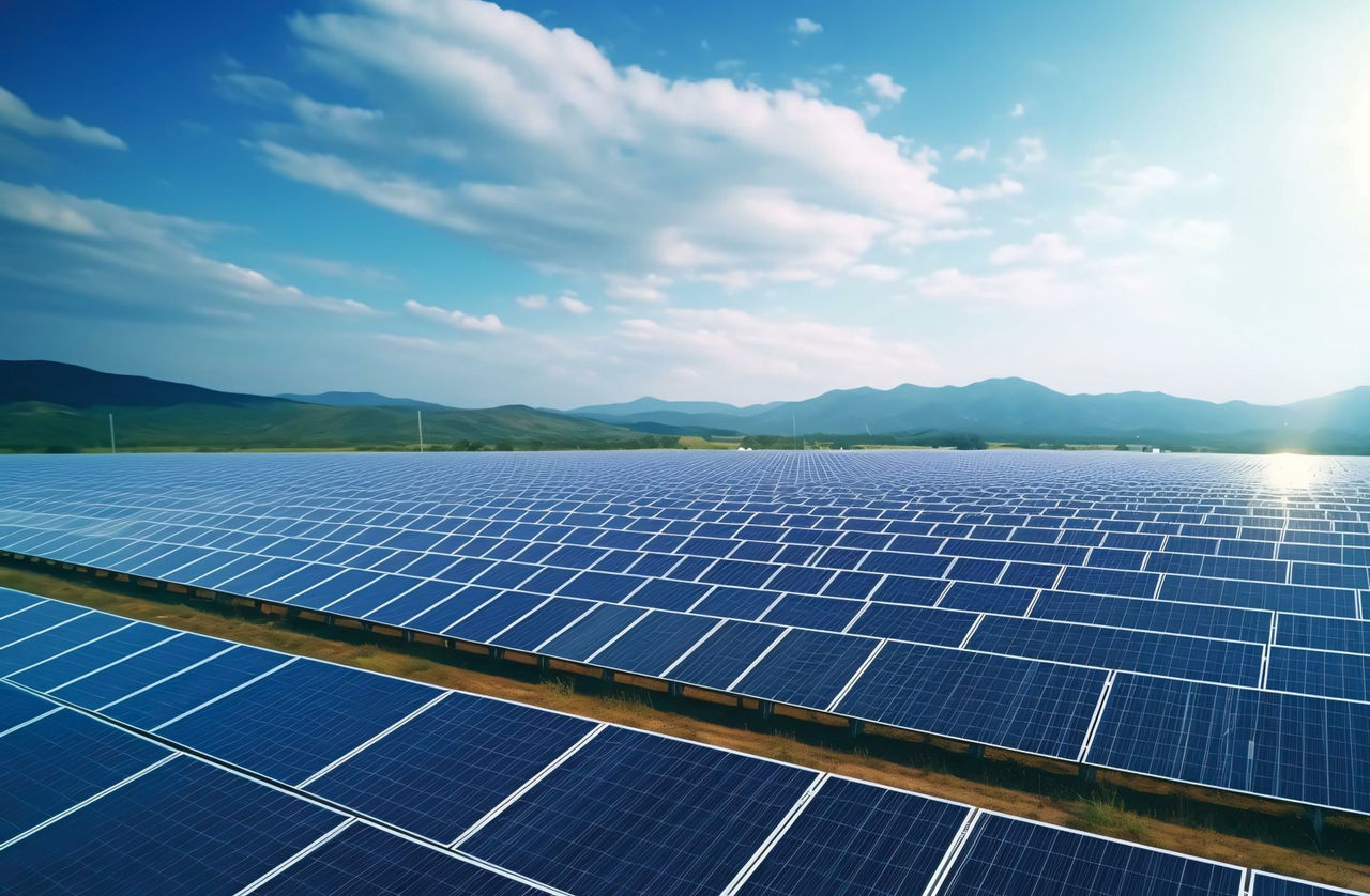 solar panels on a field