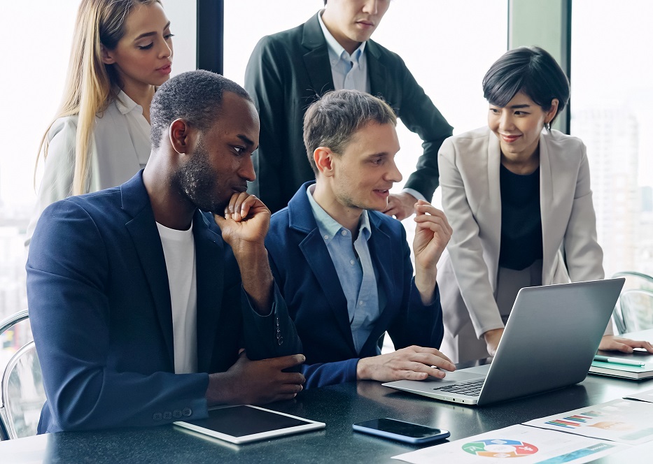 Group of multi racial people meeting in the office. Global business. Teamwork of business. Diversity., Group of multi racial people meeting in the office. Global busin