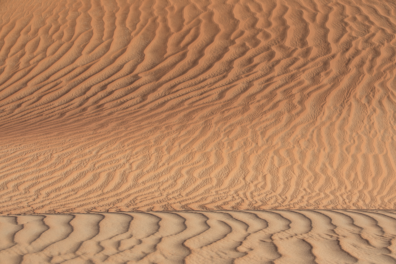 Abstract view of sand dunes in the desert. Abu Dhabi, UAE.