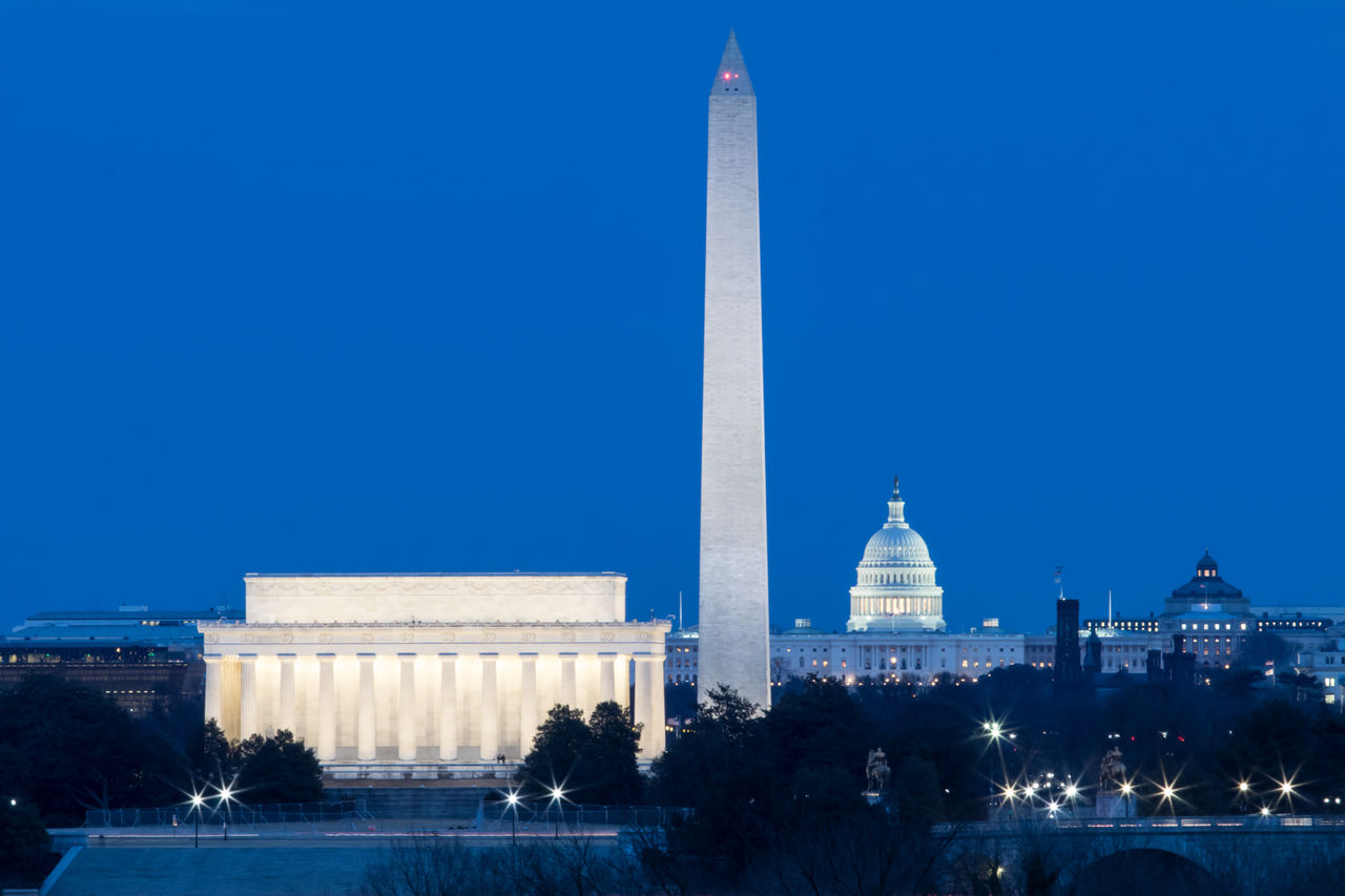 Washington DC monuments, Lincoln, Washington and Capitol Building, Washington DC monuments, Lincoln, Washington and Capitol Buildin