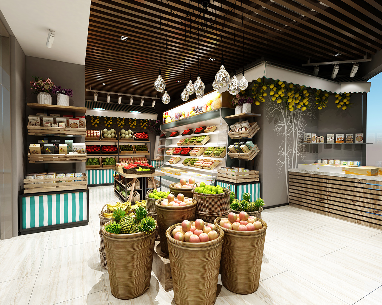 3d render of supermarket grocery