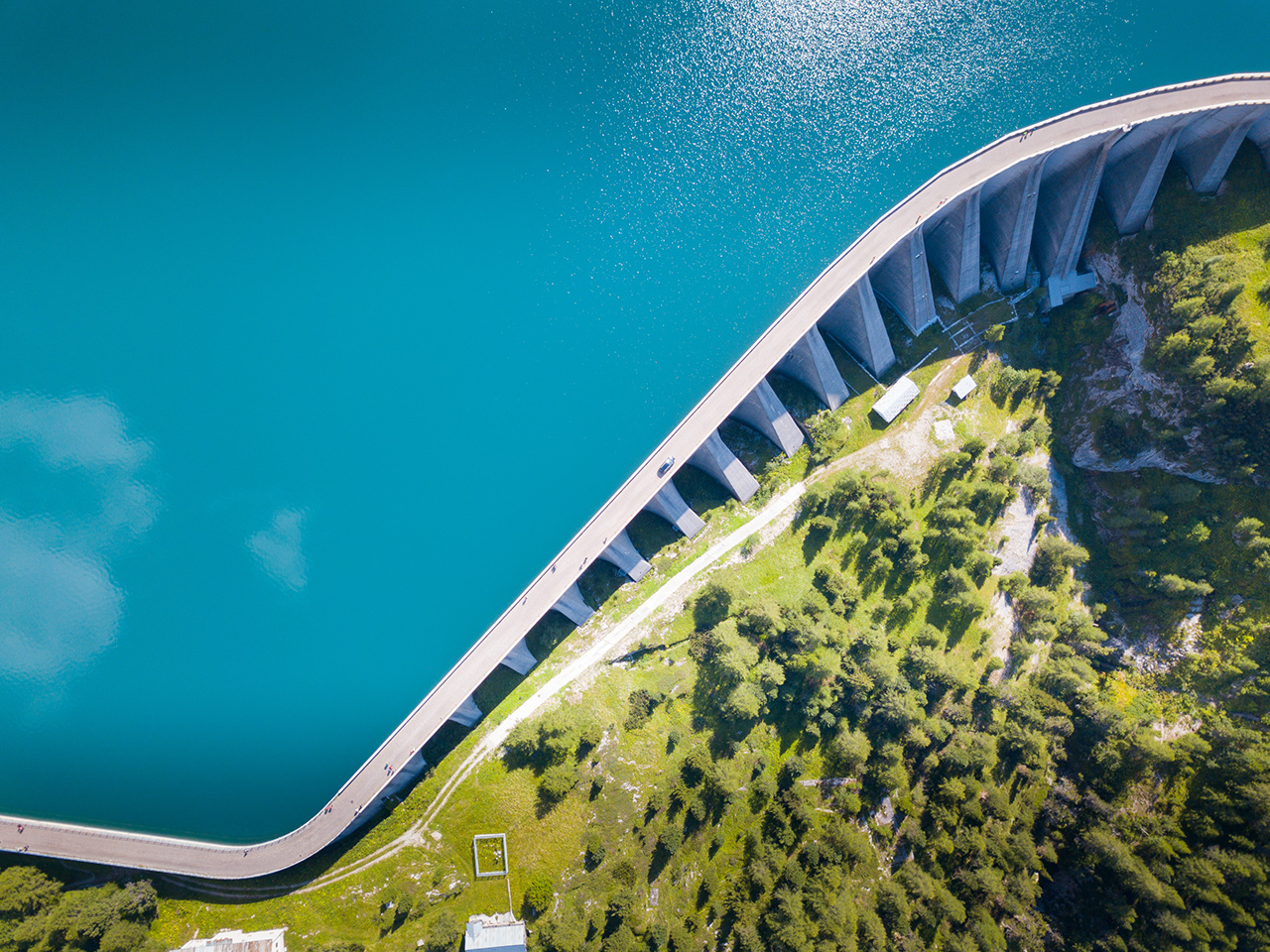 Aerial view of Fedaia lake