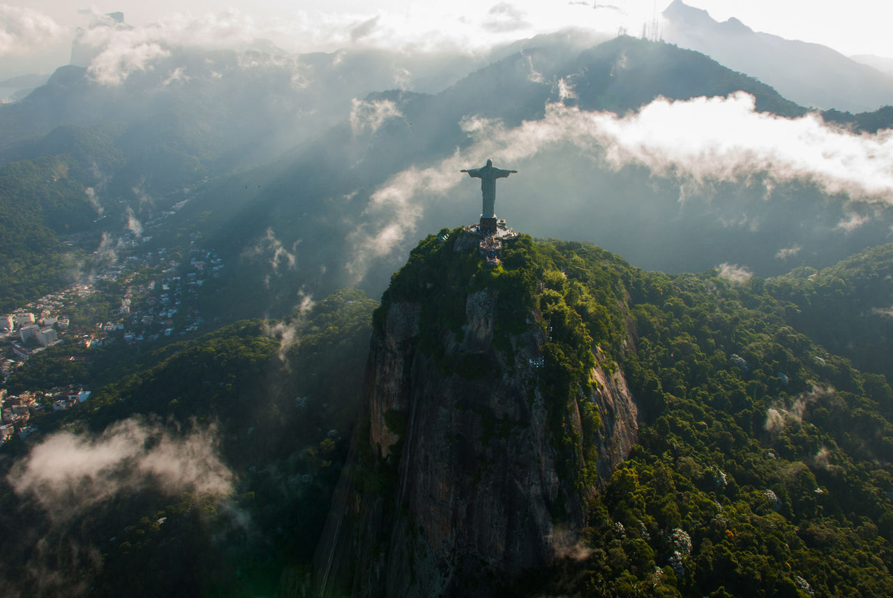 Rio de Janeiro, Brazil: Aerial view of Rio de Janeiro with Christ Redeemer Beautiful top view.