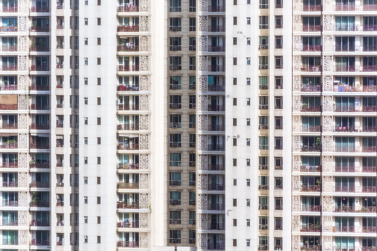 Residential skyscraper apartment building in Mumbai India
