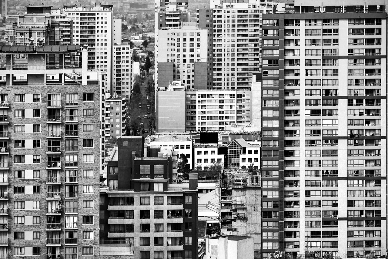 Abstract view of buildings in the city of Santiago, Chile