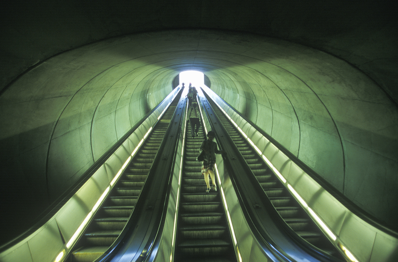 Escalators to commuter train, Washington D.C.