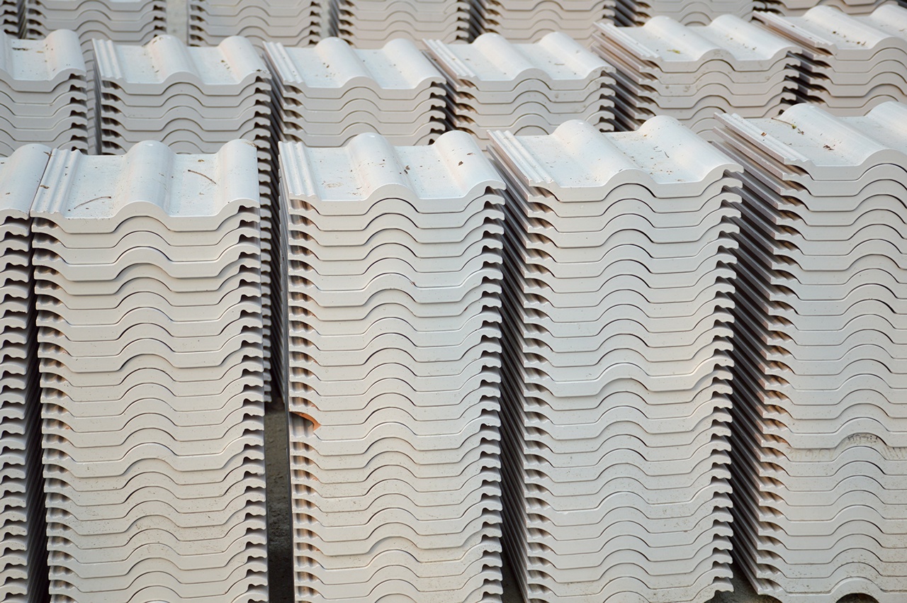 close up tile roof on the ground