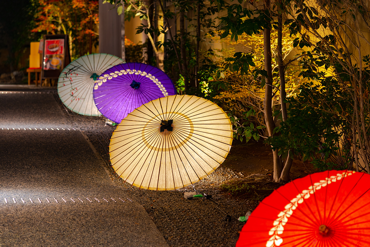 Japanese umbrella in Kyoto, Japan. Image of Japanese culture.