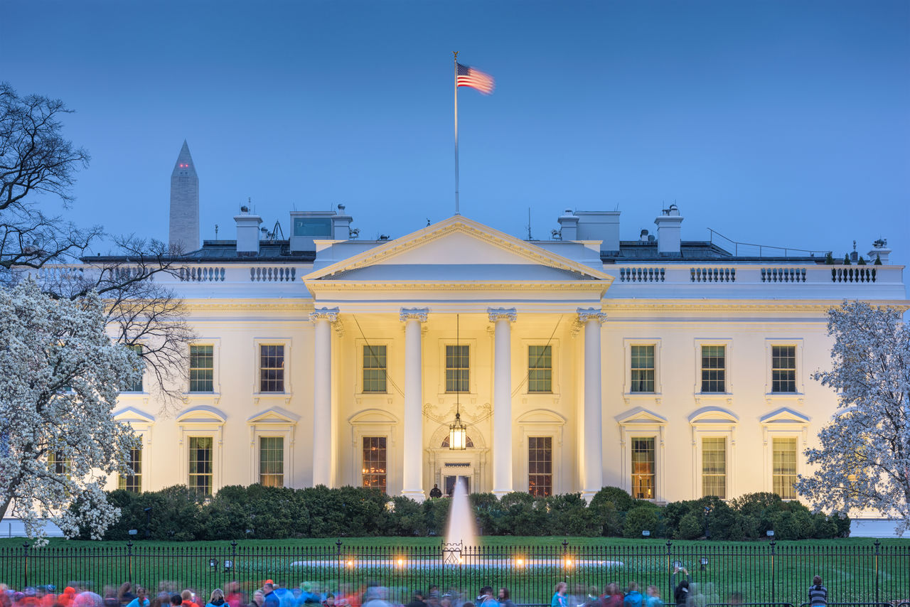 Washington DC, USA White House at dusk.